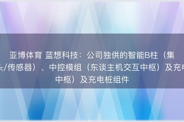 亚博体育 蓝想科技：公司独供的智能B柱（集成录像头/传感器）、中控模组（东谈主机交互中枢）及充电桩组件