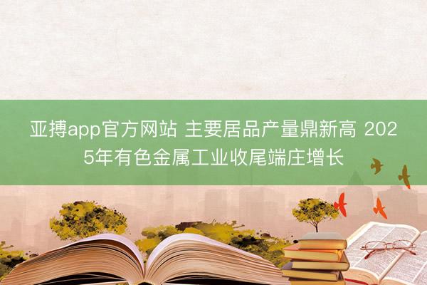 亚搏app官方网站 主要居品产量鼎新高 2025年有色金属工业收尾端庄增长