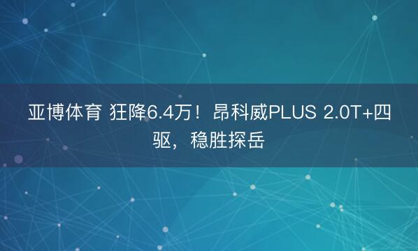 亚博体育 狂降6.4万！昂科威PLUS 2.0T+四驱，稳胜探岳