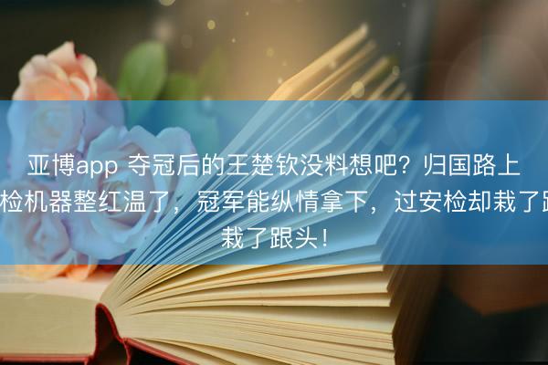 亚博app 夺冠后的王楚钦没料想吧？归国路上被安检机器整红温了，冠军能纵情拿下，过安检却栽了跟头！