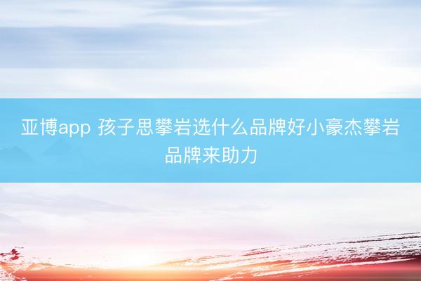 亚博app 孩子思攀岩选什么品牌好小豪杰攀岩品牌来助力