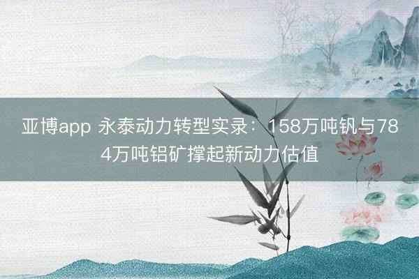 亚博app 永泰动力转型实录：158万吨钒与784万吨铝矿撑起新动力估值