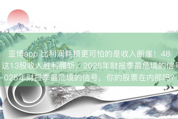 亚博app 比利润耗损更可怕的是收入断崖！48股旧年收入暴降30%，这13股收入胜利腰斩，2025年财报季最危境的信号，你的股票在内部吗？