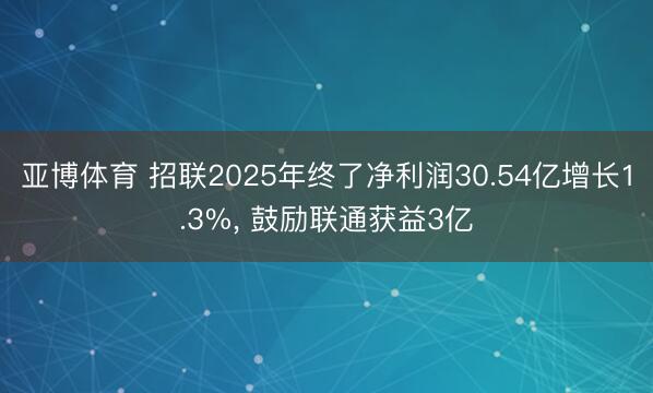 亚博体育 招联2025年终了净利润30.54亿增长1.3%, 鼓励联通获益3亿