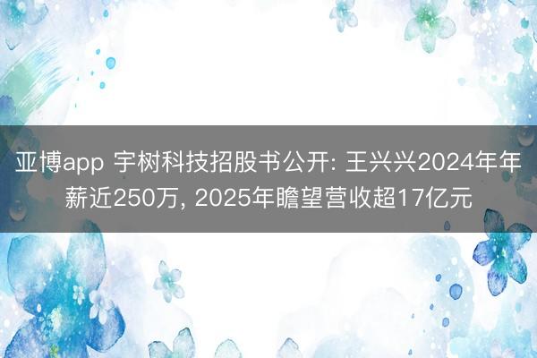 亚博app 宇树科技招股书公开: 王兴兴2024年年薪近250万, 2025年瞻望营收超17亿元