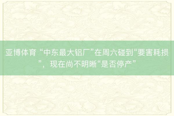 亚博体育 “中东最大铝厂”在周六碰到“要害耗损”，现在尚不明晰“是否停产”