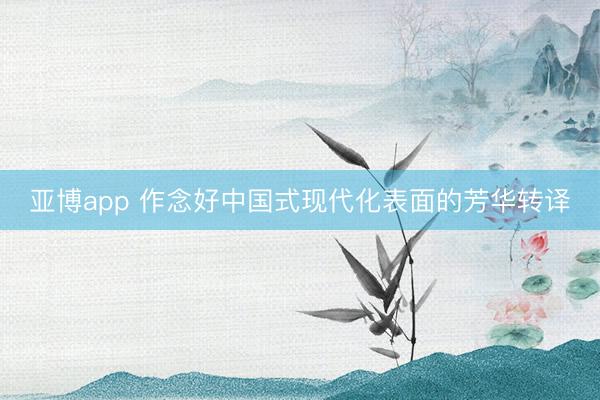 亚博app 作念好中国式现代化表面的芳华转译