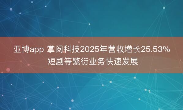 亚博app 掌阅科技2025年营收增长25.53% 短剧等繁衍业务快速发展