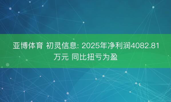 亚博体育 初灵信息: 2025年净利润4082.81万元 同比扭亏为盈