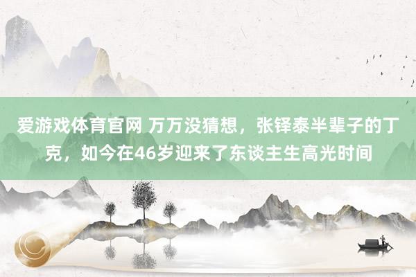 爱游戏体育官网 万万没猜想,张铎泰半辈子的丁克,如今在46岁迎来了东谈主生高光时间