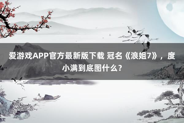 爱游戏APP官方最新版下载 冠名《浪姐7》，度小满到底图什么？