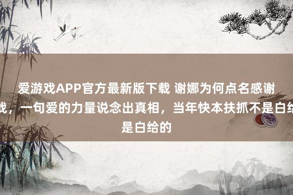 爱游戏APP官方最新版下载 谢娜为何点名感谢肖战，一句爱的力量说念出真相，当年快本扶抓不是白给的