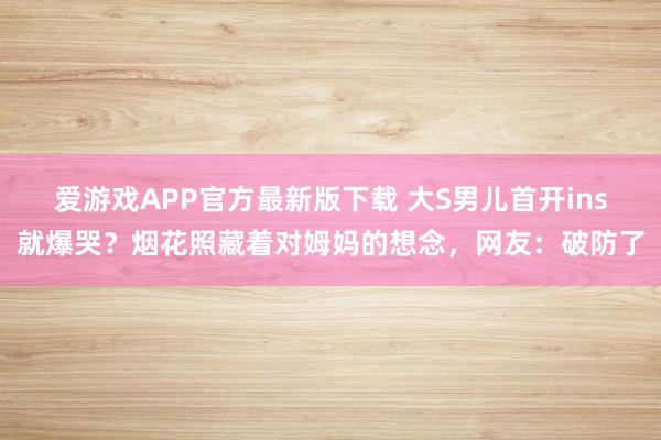 爱游戏APP官方最新版下载 大S男儿首开ins就爆哭?烟花照藏着对姆妈的想念,网友:破防了