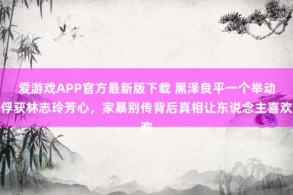 爱游戏APP官方最新版下载 黑泽良平一个举动俘获林志玲芳心，家暴别传背后真相让东说念主喜欢