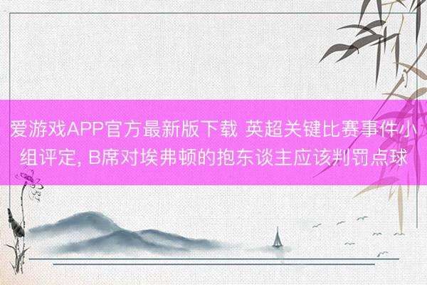 爱游戏APP官方最新版下载 英超关键比赛事件小组评定, B席对埃弗顿的抱东谈主应该判罚点球