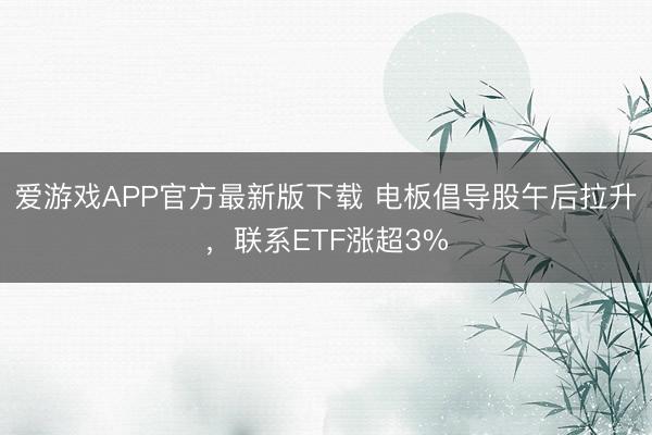 爱游戏APP官方最新版下载 电板倡导股午后拉升,联系ETF涨超3%