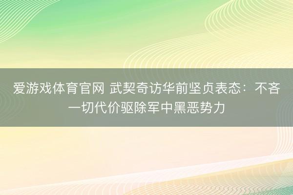 爱游戏体育官网 武契奇访华前坚贞表态:不吝一切代价驱除军中黑恶势力