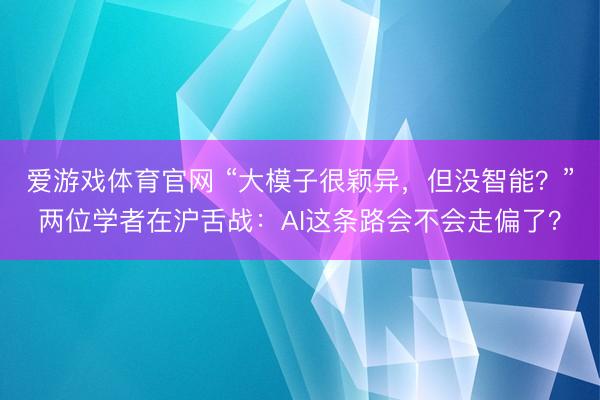 爱游戏体育官网 “大模子很颖异,但没智能?”两位学者在沪舌战:AI这条路会不会走偏了?