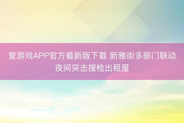 爱游戏APP官方最新版下载 新雅街多部门联动夜间突击搜检出租屋